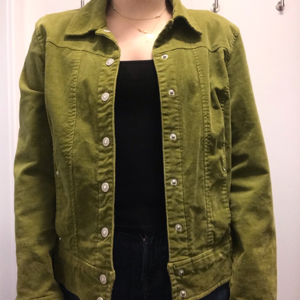 Corduroy olive jacket Anthropologie
